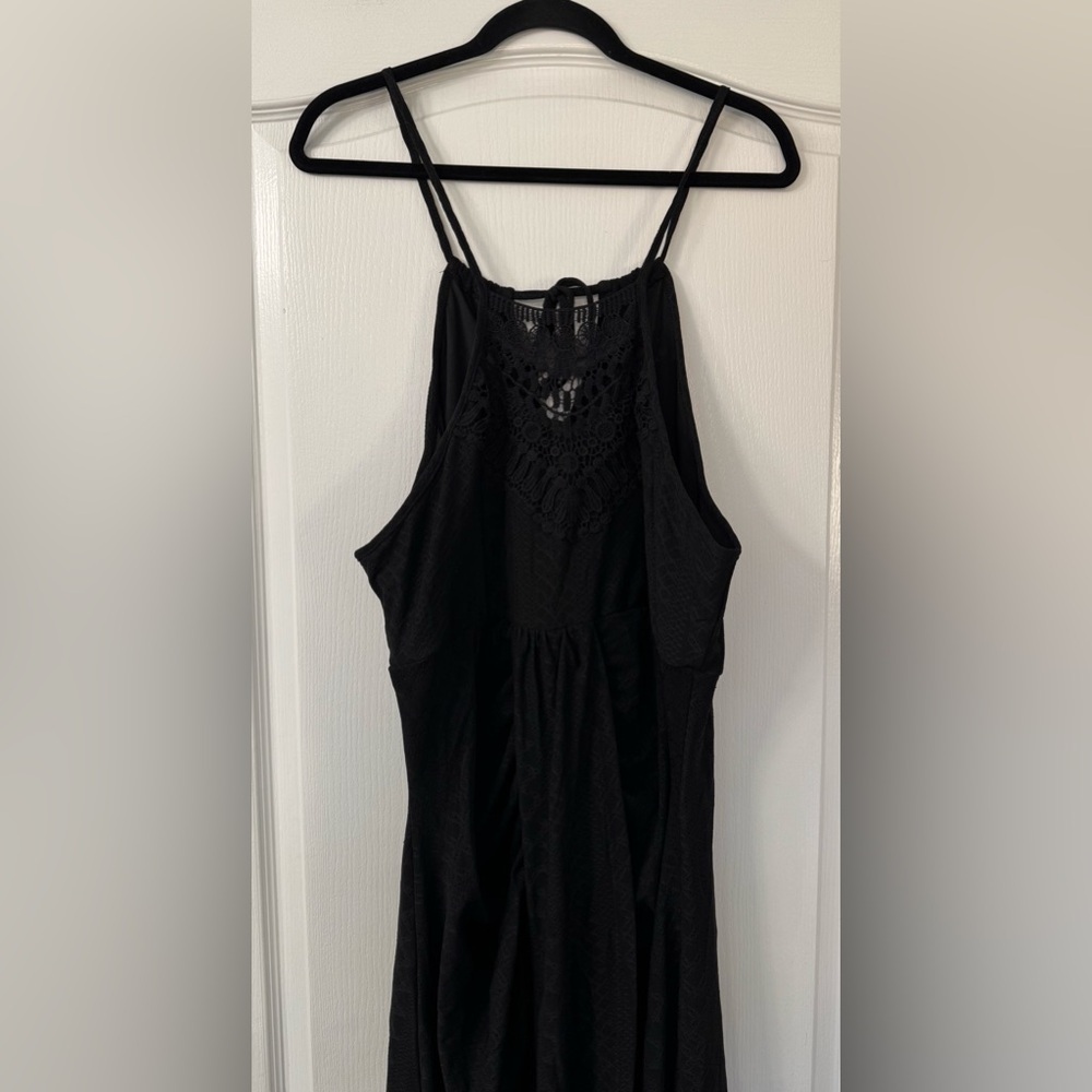 CHICME Halter Dress Hollow Out A Line with Eyelet Embroidery & Side Slit Plus - Picture 6 of 12
